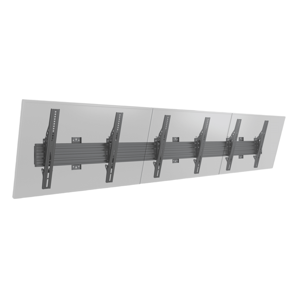 Soporte de Pared para TV / Riel Triple / Capacidad 110 lbs (50 kg) / Compatible 32"-65" / VESA 100x100-600x400 mm / Ajuste Ángulo 5°-15° / Montaje Profesional