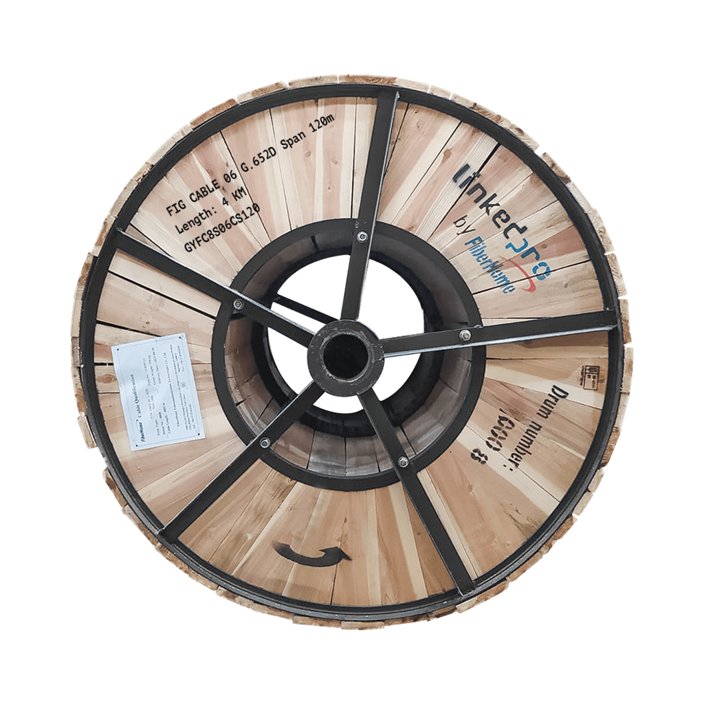 Cables Fibra OpticaLINKEDPRO BY FIBERHOMEGYFC-8S-06C-S120/4KMCarrete de 4 Km Fibra Óptica Aérea Figura 8 Armada Antirroedor G.652D, Monomodo de 6 Hilos, Exterior, Span 120 - SILYMX