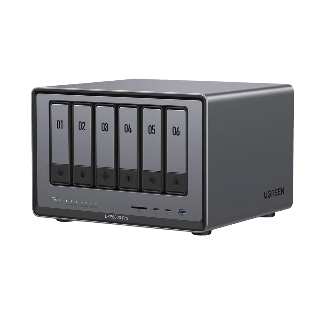 Servidor NASUGREEN25898BNAS UGREEN NASync DXP6800 Pro Intel Core i5 - 1215U 10 Núcleos 6 Bahías SATA + 2 M.2 NVMe 2 Puertos Thunderbolt 4 2 Puertos 10GbE 8K HDMI PCIe 4.0 x4 DDR5 Hasta 64GB Multiplataforma 25898B - SILYMX