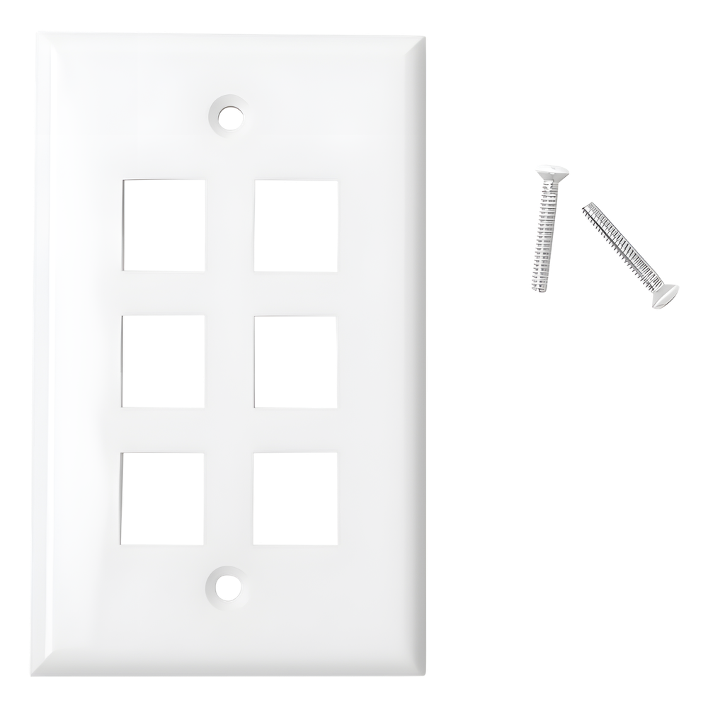 Placa de Pared / 6 Puertos / Keystone / Montaje Vertical / 70 x 115 mm / 2.75' x 4.52' / UL CE ETL