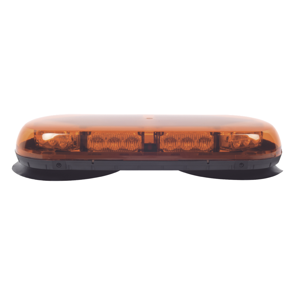 Mini Barra LED / 24 LED Ámbar / 25 Patrones de Destello / Montaje Magnético y Succión / 12 VCC / IP Extremo -40°C a 55°C