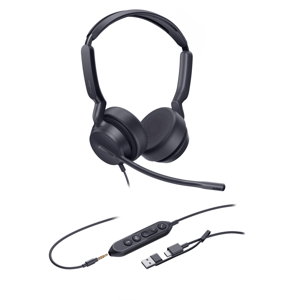 Auriculares Diadema Profesional con Cancelación AI, Certificación Microsoft Teams y Audio HD Yealink UH42 SE Dual Teams USB-C/A - SILYMX