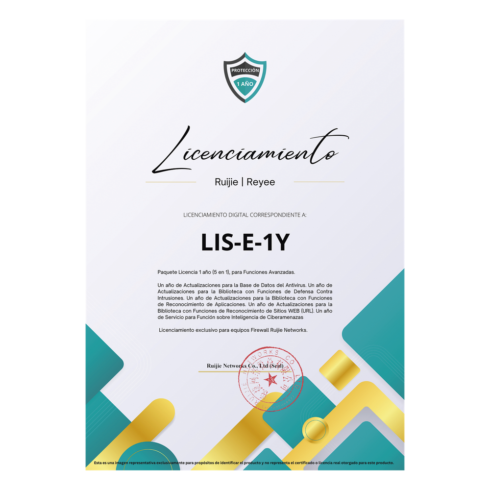 Licencia Anual Firewall / 5 Funciones Avanzadas / Antivirus / Ciberamenazas / IPS / Reconocimiento Aplicaciones y URL