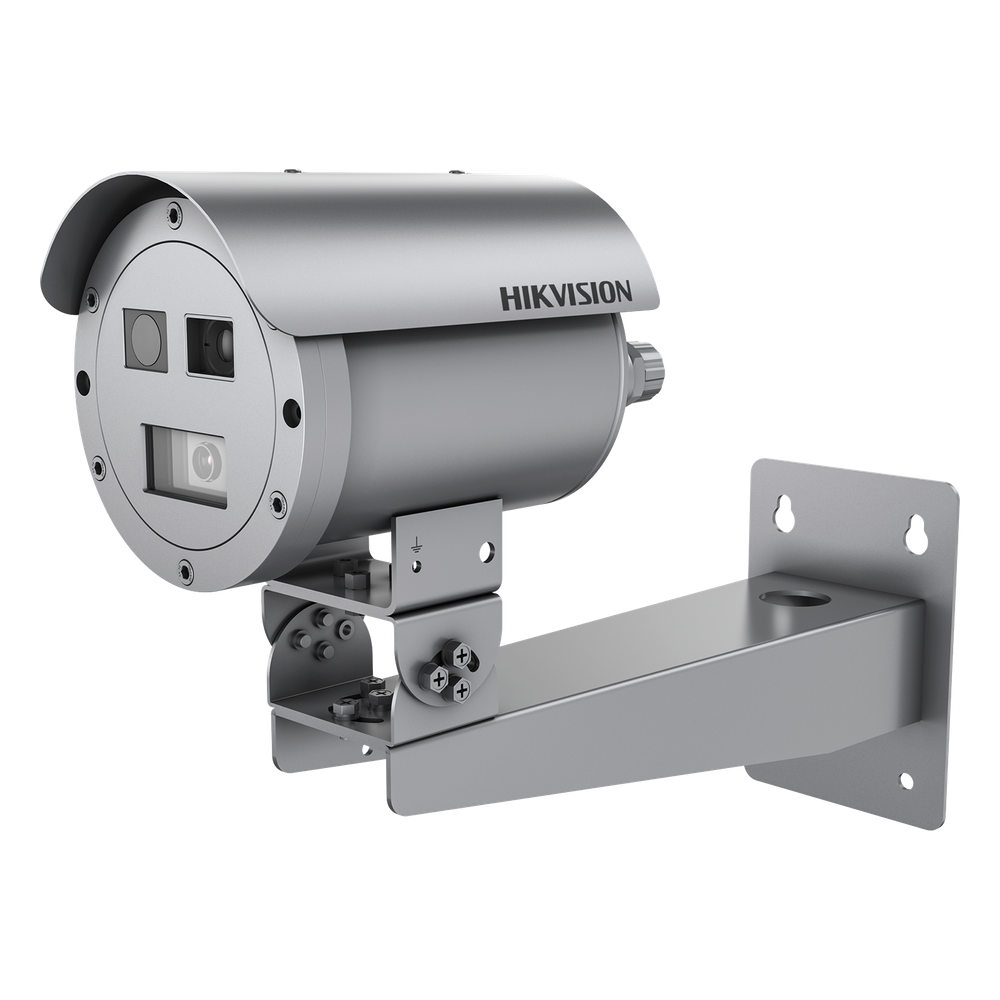Cámara Bala IP Térmica Dual / Térmico 384x288 15 mm / Óptico 4 MP 15 mm / Termométrica -20°C a 150°C / IP68 / IR 30 m (98.4 ft) / Antiexplosión / Anticorrosión