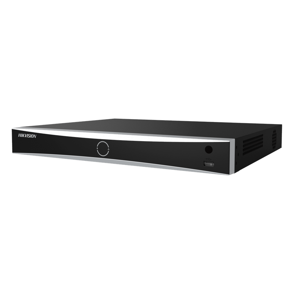 NVR IP / 32 Canales / 12 Megapixel (4K) / 16 Puertos PoE+ / Reconocimiento Facial / AcuSense / 2 Bahías HDD / HDMI 4K / Alcance PoE 300 m (984.3 ft)