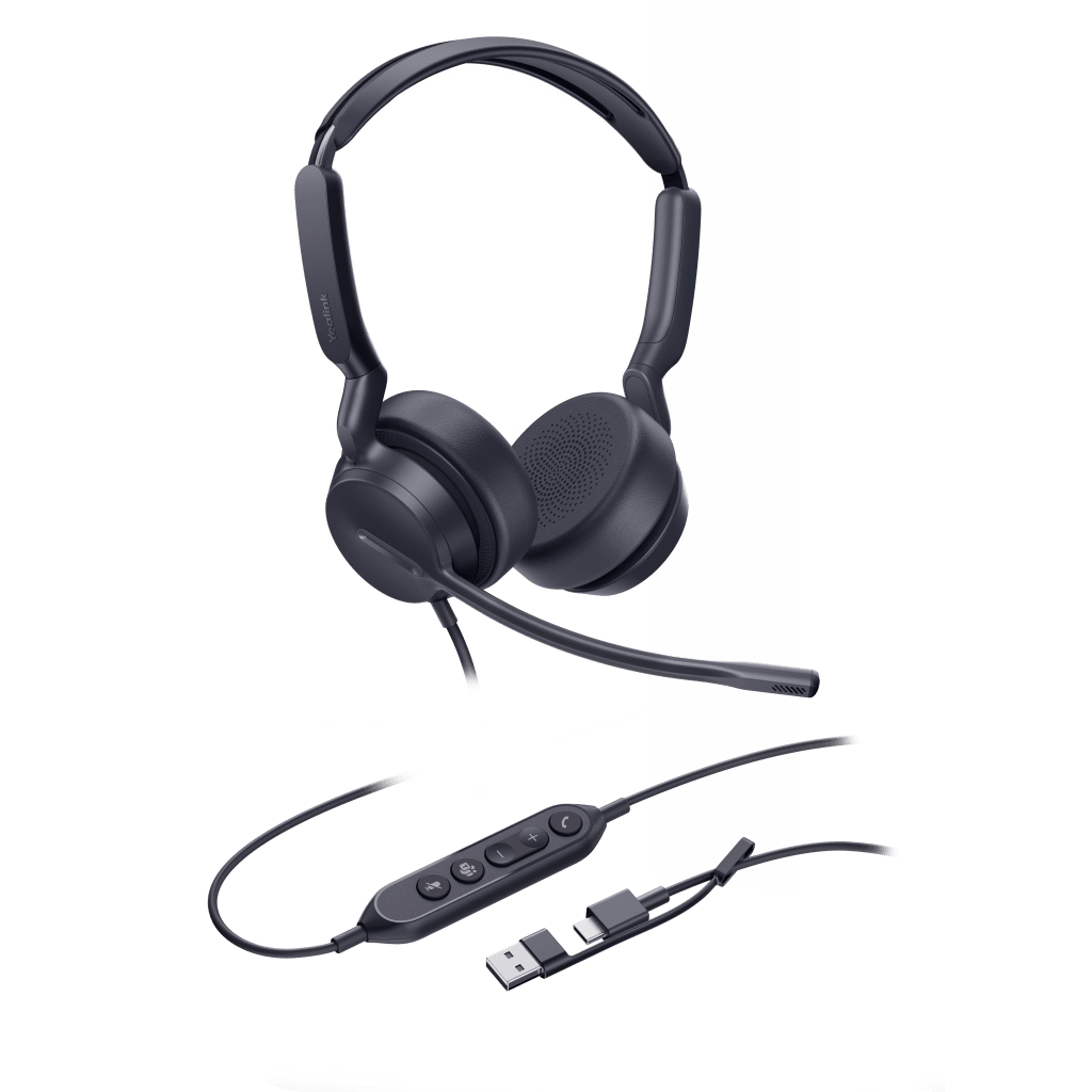 Diadema Alámbrica Yealink UH42 Dual USB-C/A Certificada Microsoft Teams