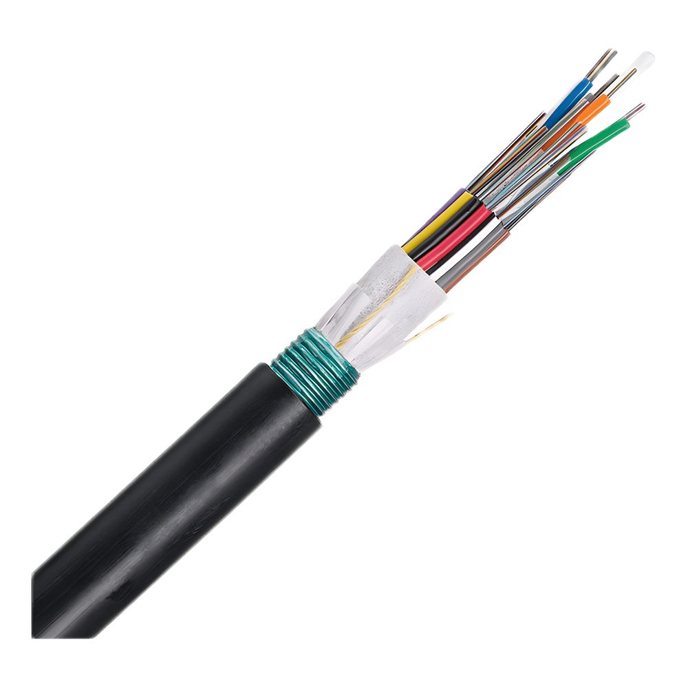 Cable de Fibra Óptica / 96 Hilos / Monomodo OS2 / OSP Planta Externa / Armadura de Acero Corrugado / Bloqueo de Agua en Seco / 250 µm