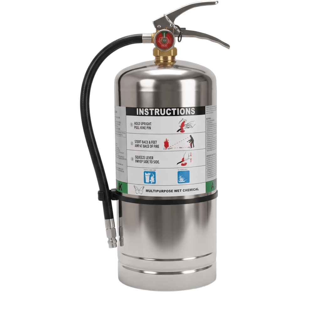 Extintor de Agente Húmedo / 6 L (1.6 gal) / Fuegos Clase K / Acero Inoxidable / Manómetro Integrado / Certificación UL-ULC