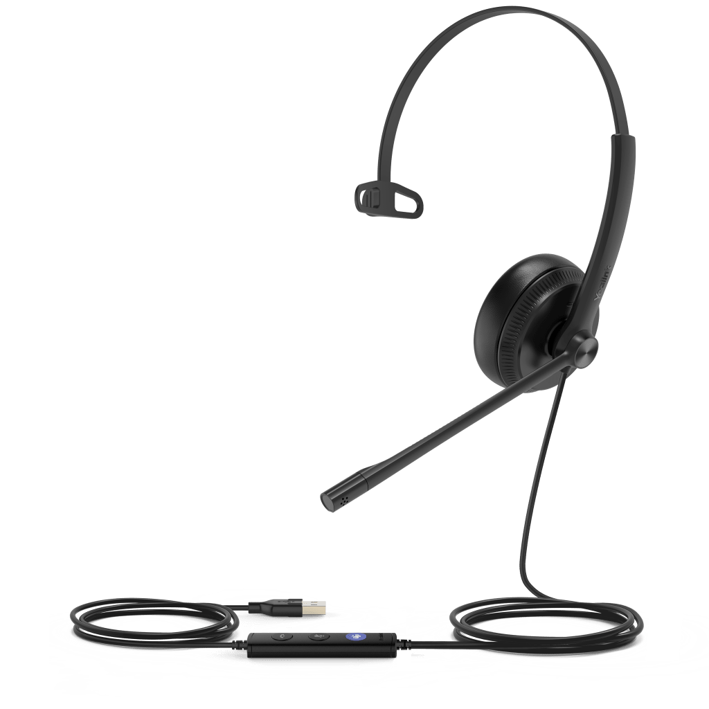 Diadema Alámbrica Yealink UH34 Mono Teams USB / 3.5 mm con Almohadillas de Cuero UH34-MONO-TEAMS