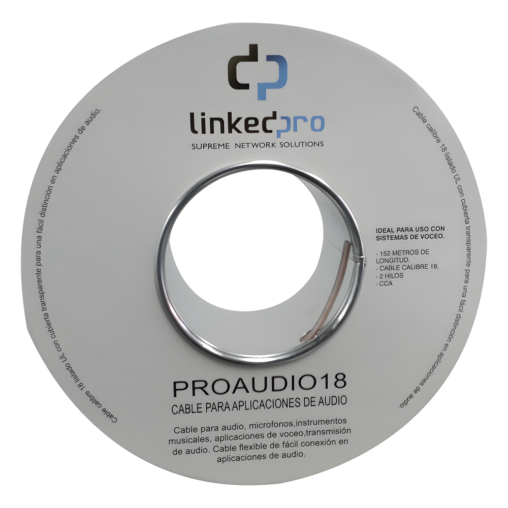 Cable 18/2 para audio, perfecto para bocinas y micrófonos, bobina de 152M(500ft)