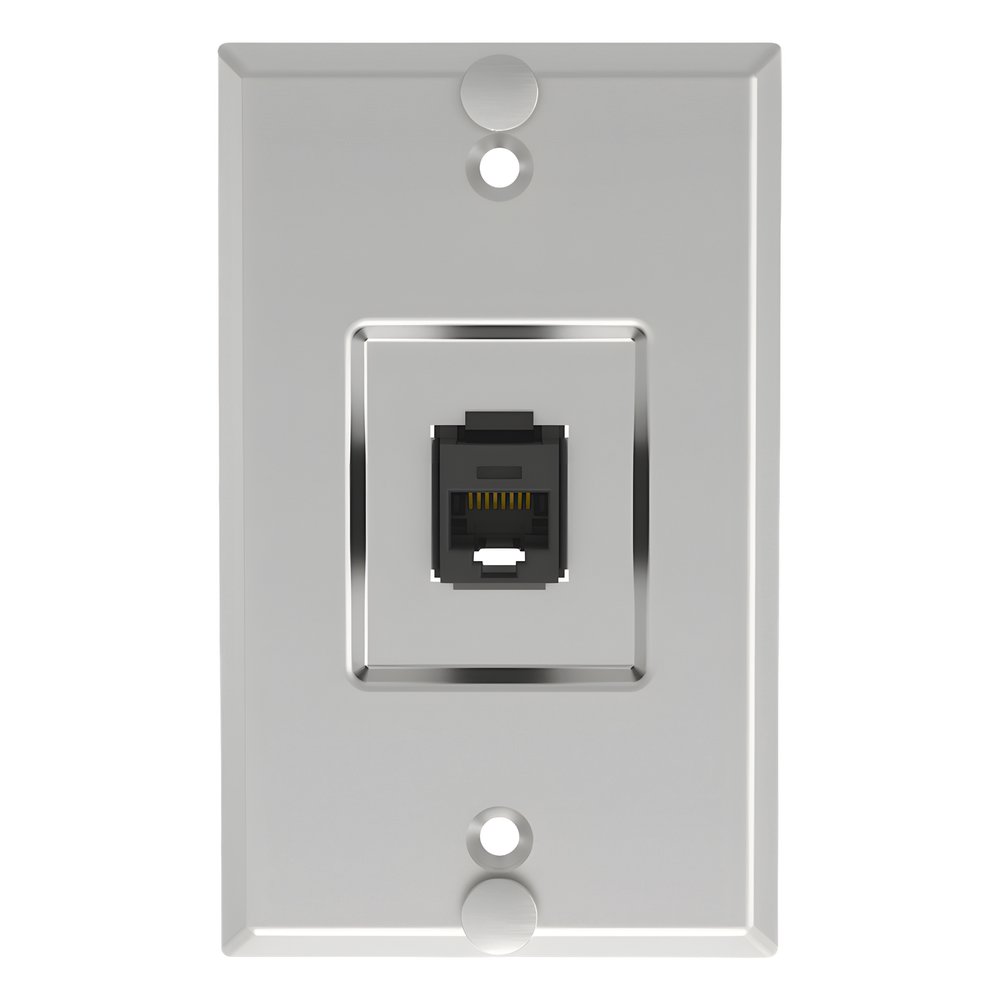 Placa de Pared Vertical / 1 Puerto Keystone / Cat5e / Acero Inoxidable / 114.3 mm (4.50 pulgadas)