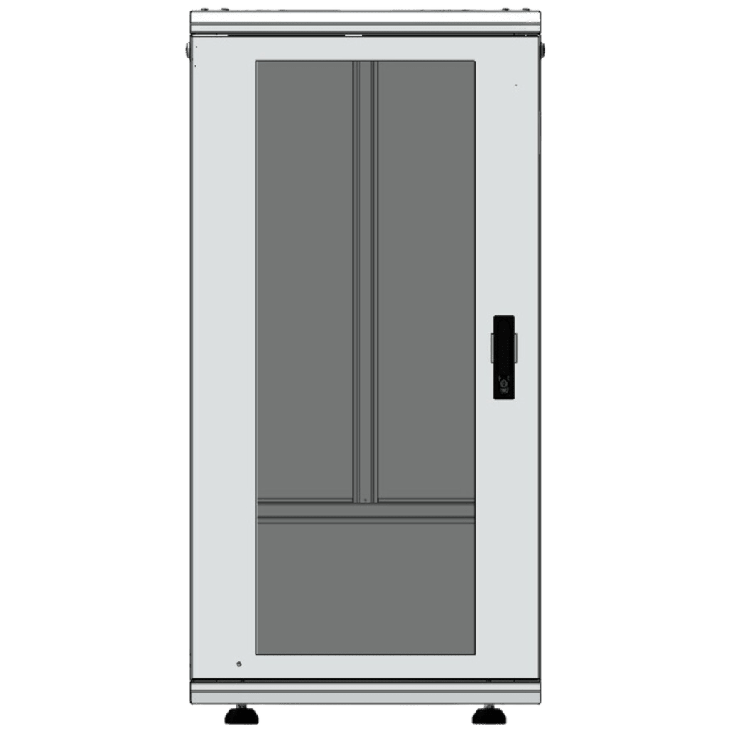 Gabinete Rack 24 Unidades / 19 Pulgadas / Puerta de Cristal / Piso / Acero Calibres 16-18-20 / 750 Kg Carga / 600x605x1190 mm (23.6x23.8x46.9 in) / Vidrio con Cerradura