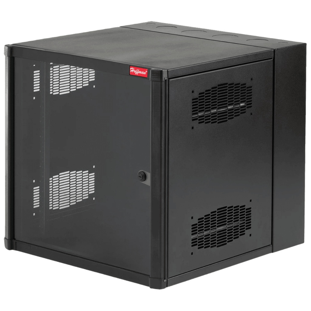 Racks CerradosHOFFMANEWMW242430Gabinete AccessPlus de 12 UR Montaje en Pared de 19in, Rieles Numerados y Roscados 10 - 32, Puerta con Ventana de Seguridad, 600 mm de Ancho, 762 mm de Profundidad, 12 UR, Color Negro - SILYMX