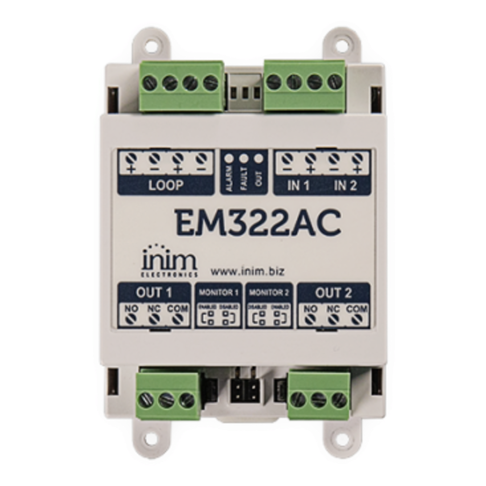 Módulo de Control / 2 Entradas Supervisadas / 2 Salidas de Relé 230 VCA / LoopMap / Autodireccionamiento 240 Direcciones / EN54-17 y EN54-18