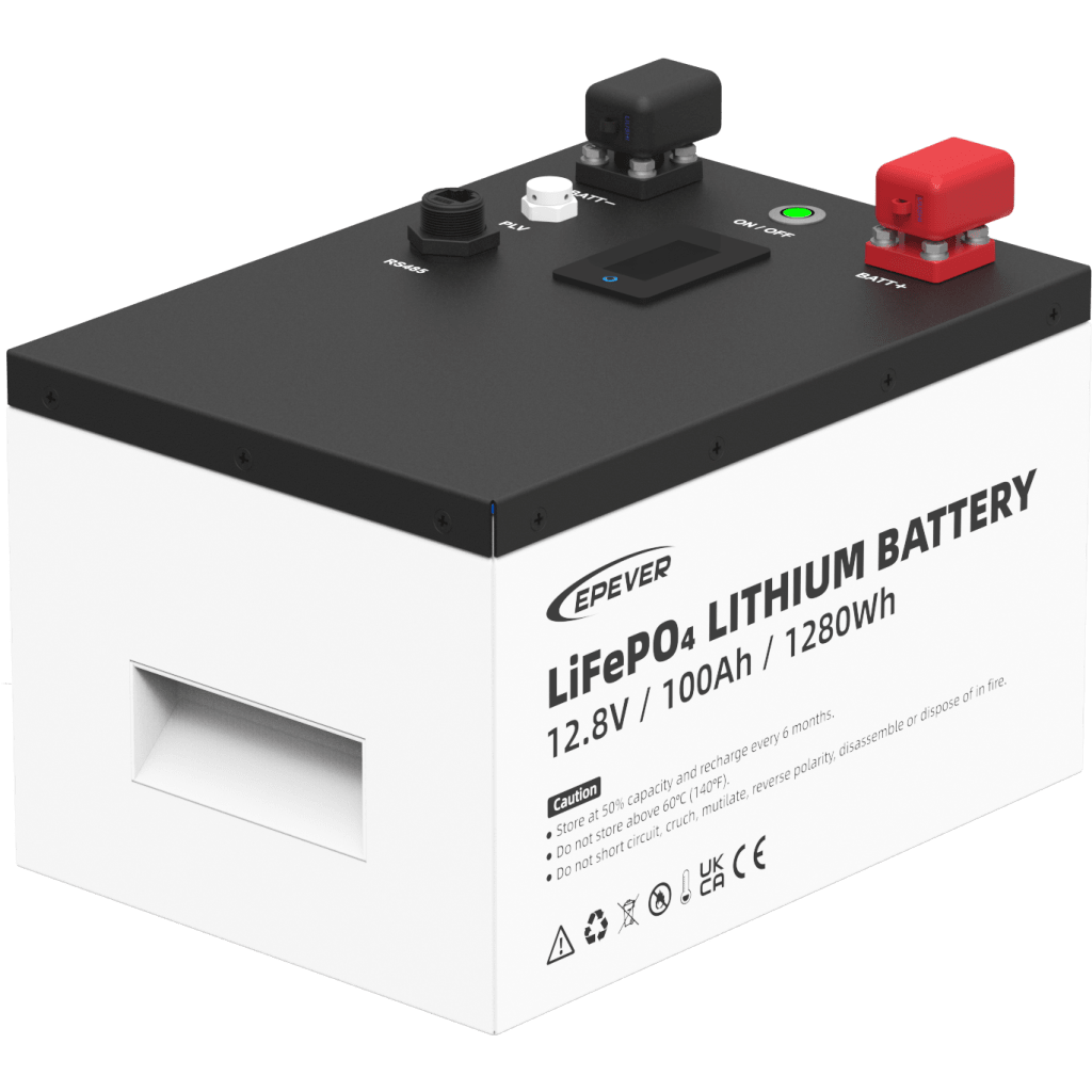 Batería de Litio LiFePO4 12.8Vcc 100Ah 1.28KwH Pantalla LCD para Monitoreo Local Carcasa Metálica LFP100EP128V2