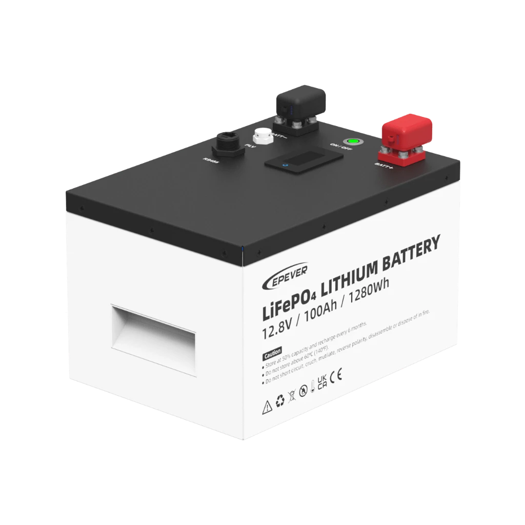 BateríasEPEVERLFP100EP128V2Batería de Litio LiFePO4 12.8Vcc 100Ah 1.28KwH Pantalla LCD para Monitoreo Local Carcasa Metálica LFP100EP128V2 - SILYMX