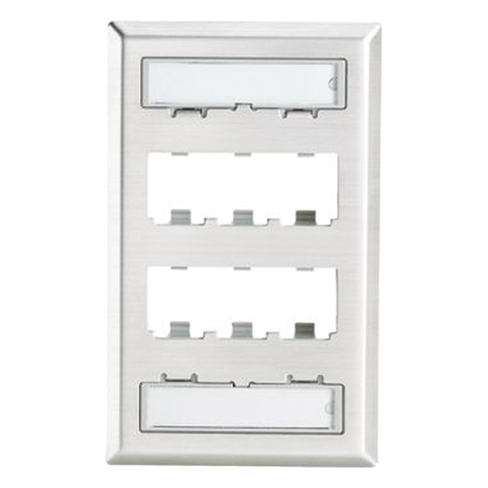 Placa de Pared Vertical / 6 Puertos Mini-Com / Acero Inoxidable Grado 304 / 69.8 x 114.3 mm / 2.75 x 4.5 in