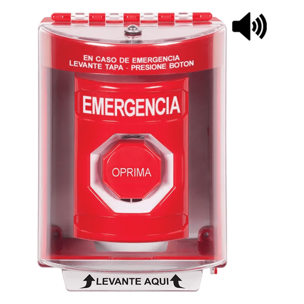 Botón Multipropósito / Superficie con Espaciador / Tapa Policarbonato / Bocina Pre-Alarma / Interior-Exterior / -40°C a 121°C / 10A 250VAC