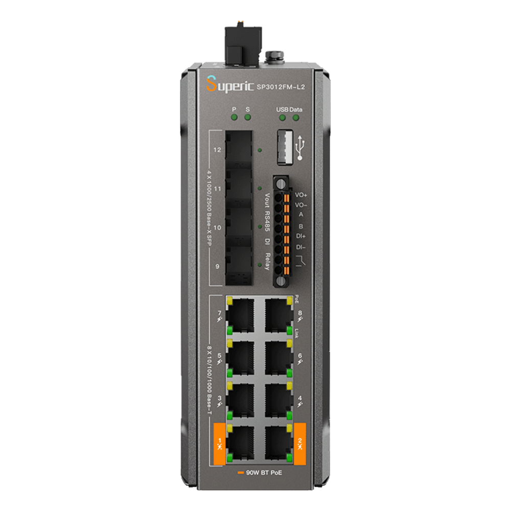 Switch PoE Administrable / 8 Puertos Gigabit PoE / 2 Puertos 90W 802.3bt / 4 Puertos SFP 2.5G / Capacidad 36 Gbps / Presupuesto PoE 240W / Operación -40℃ a 75℃ (-40℉ a 167℉)