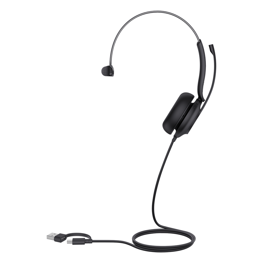 Diadema Mono USB / Cancelación de Ruido 60% / Altavoz 35 mm / Luz de Ocupado / USB-C y USB-A