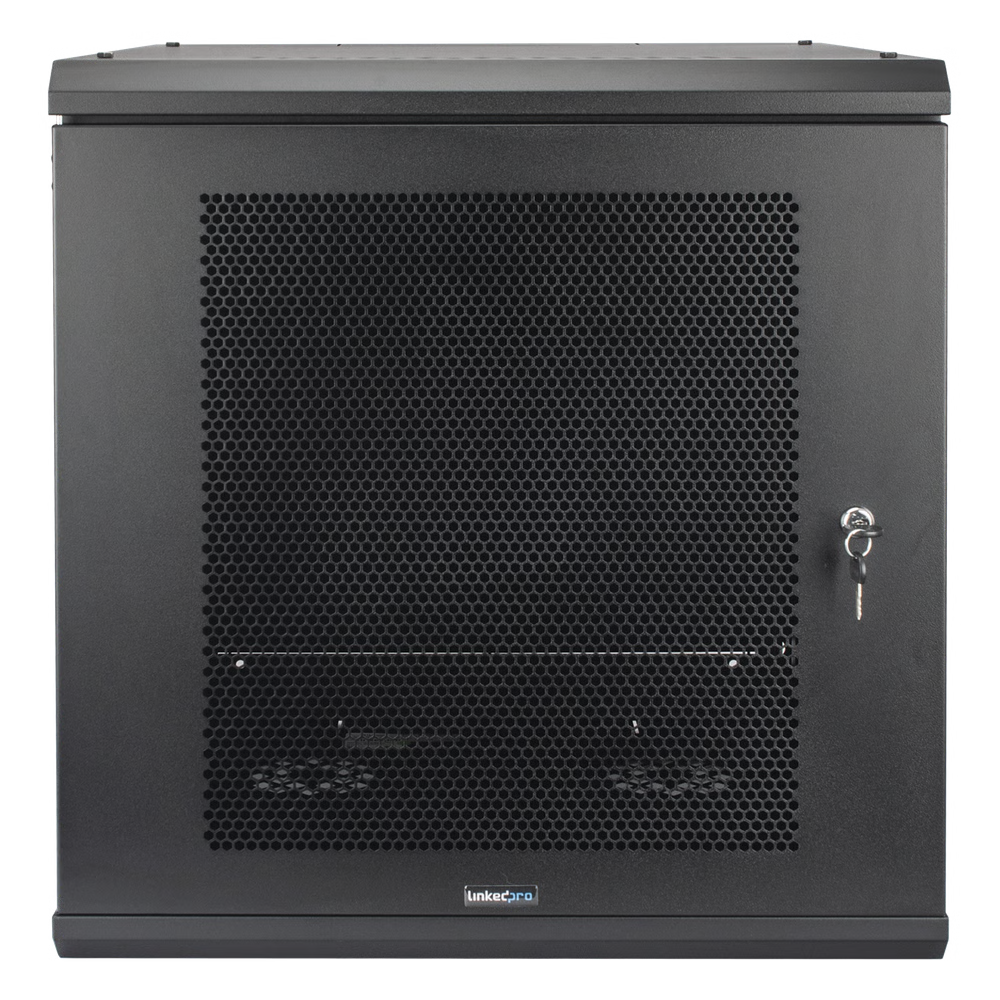 Gabinete Rack Pared 12U 19" 635mm Acero Reforzado Puerta Perforada LINKEDPRO SR-19-12-GN3P