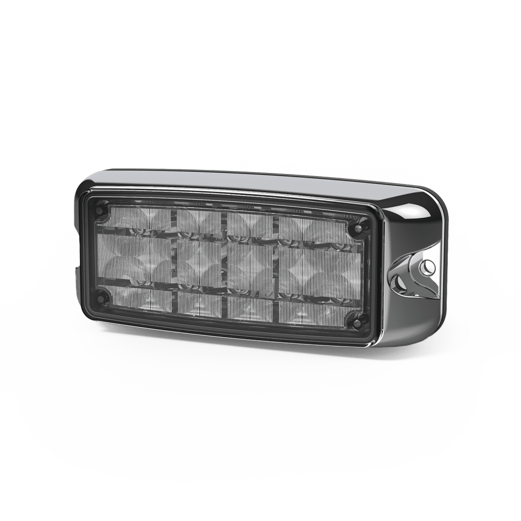 Luz de Advertencia de 5X2" 10 LED, Rojo/Azul, Bisel Cromado, Lente Transparente