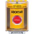 Botón de Abortar Amarillo ABORT en Español Tapa de Policarbonato Interior Momentáneo Bocina Integrada STI SS2274ABES