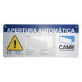 Letrero de Aviso de Peligro / 23 x 10 cm / Exterior / Puertas Automáticas / Fijación en Superficies Lisas