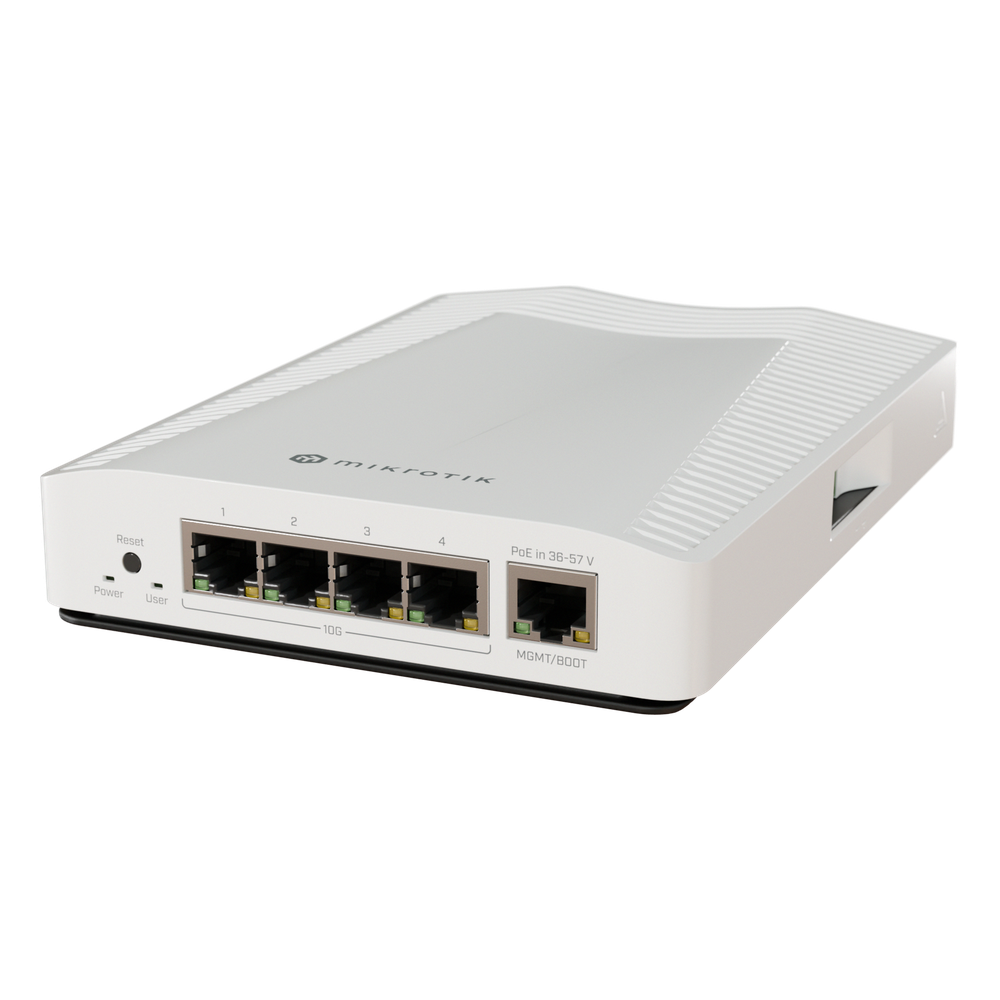 Switch Ethernet / 4 puertos 10Gbps / 1 puerto 1Gbps / Montaje pared o Riel DIN / Sin ventilador