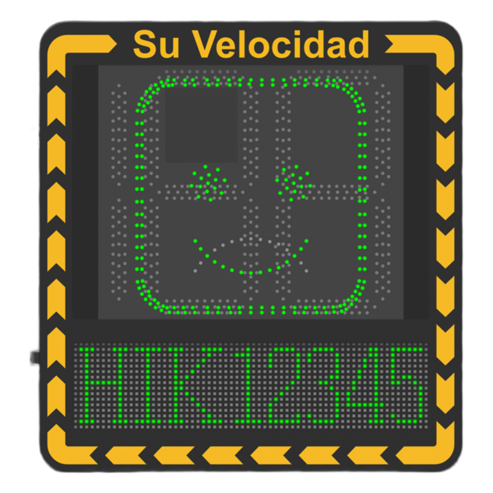 Display LED para Control de Velocidad / Alcance Visual 100 m (328 ft) / Indicación por Código de Colores / IP66 / Wi-Fi y Ethernet / Radar Compatible