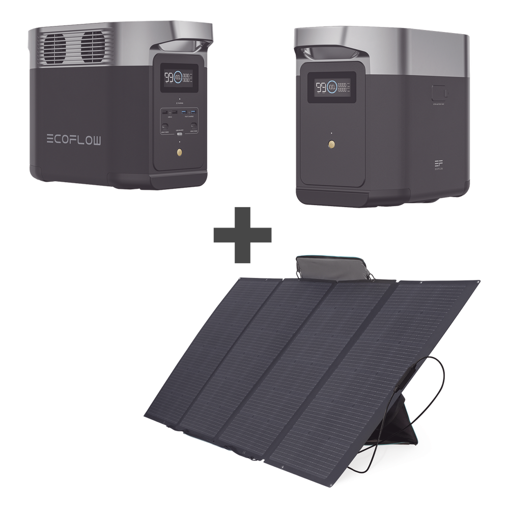 Kit Estación de Energía Portátil / 2024Wh Total / 1800W CA / 400W Solar Flexible / 3000 Ciclos LFP