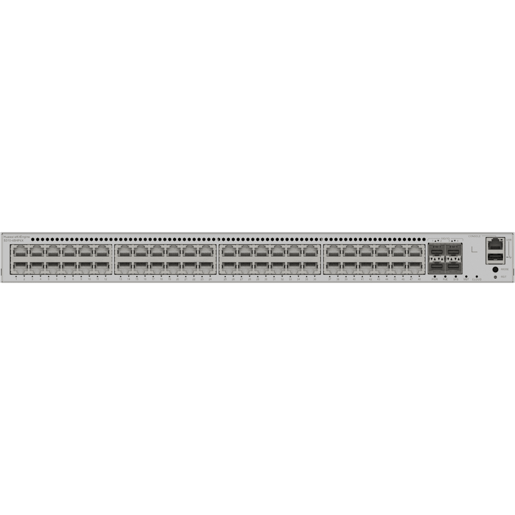 Switches PoEHUAWEIS310-48HP4XSwitch Administrable Capa 3 48 Puertos Gigabit PoE+ 849W 4 SFP+ 10G PoE Perpetuo Sin Licencias Huawei S310 - 48HP4X - SILYMX
