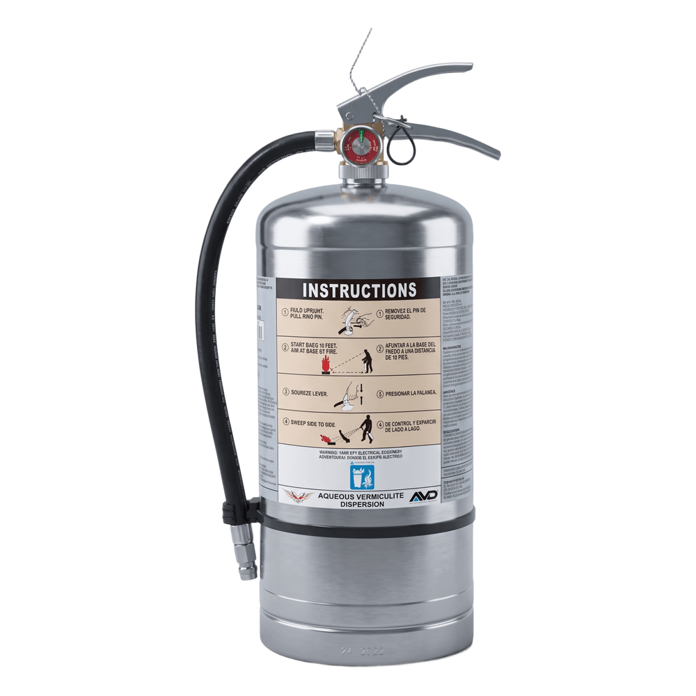 Extintor para Baterías de Litio / 6 L / UL EX29073 / Descarga 72 s / Alcance 3.6 m (11.8 ft) / Acero Inoxidable