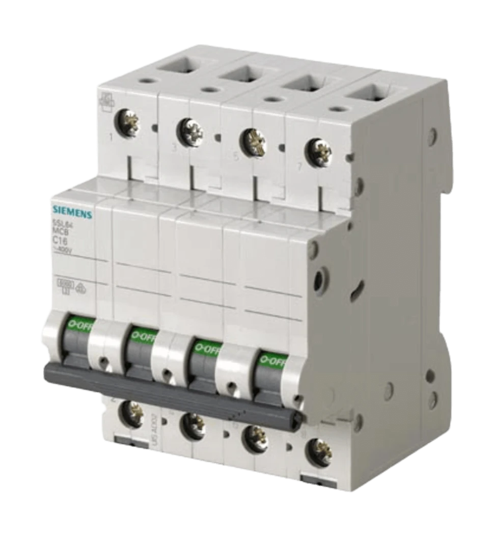 Interruptor Riel Dinn Tipo 5SL6, 4 polos, 16 amp