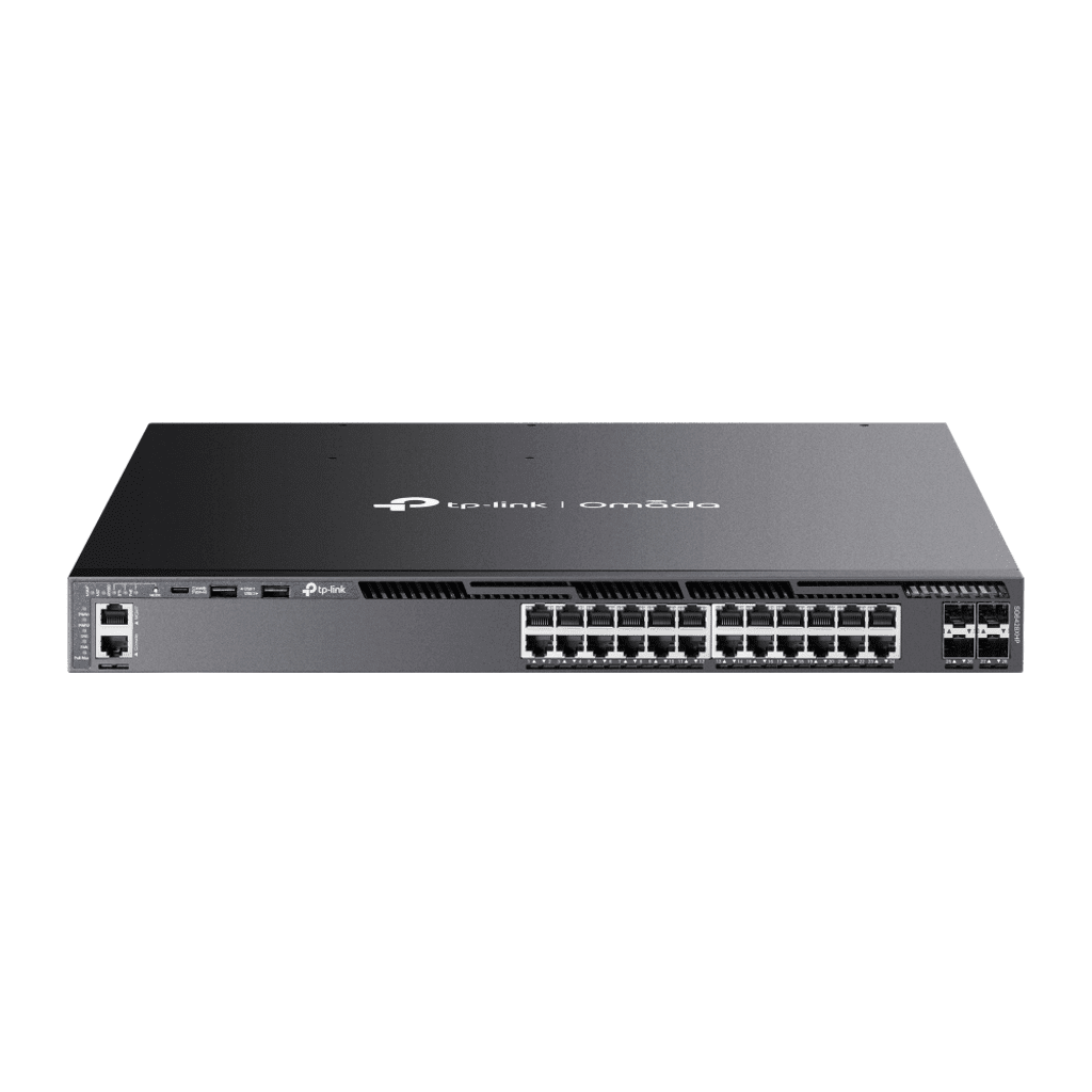 Switches PoETP - LINKSG6428XHPSwitch Administrable Capa 3 24 Puertos Gigabit PoE+ 720W 4 SFP+ 10G SDN Omada TP - LINK SG6428XHP - SILYMX