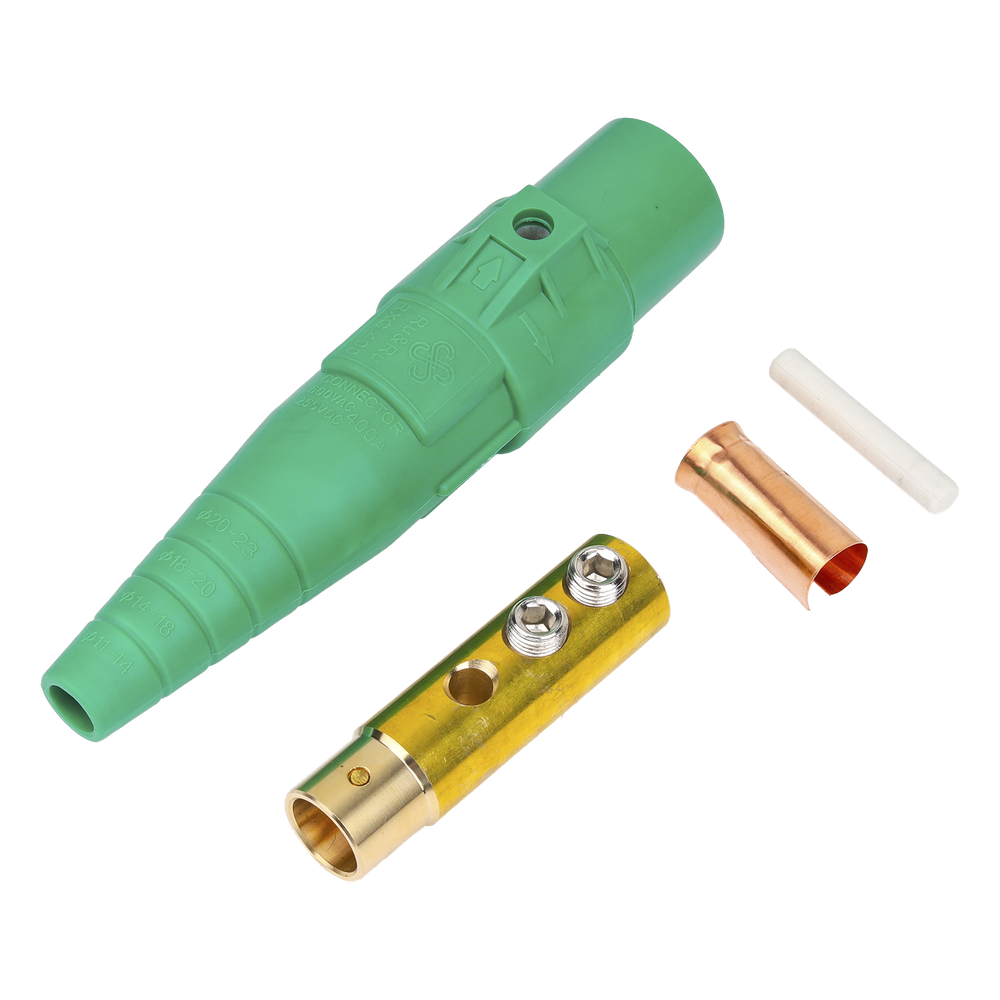 Conector Camlock / 400 A / 600 V AC / Hembra / Verde / 50-95 mm² / Termoplástico resistente al calor