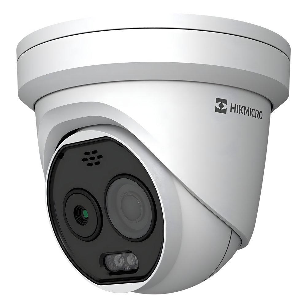 Cámara Turret IP Bi-Espectral / Térmica 160×120 / Óptica 5 MP / -20°C a 150°C / VCA 3.0 / Vehículo 60 m / Humano 20 m