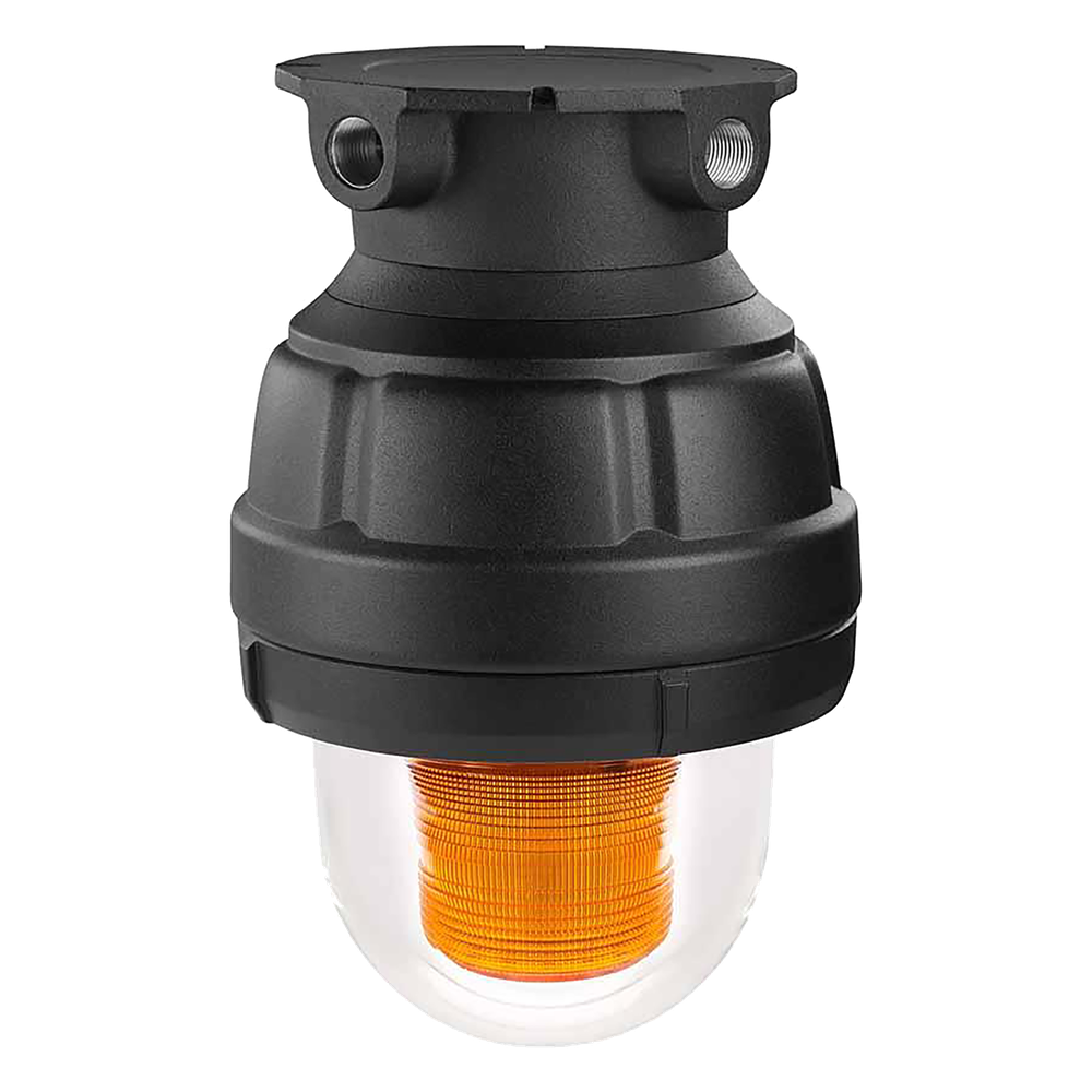 Luz estroboscopica a prueba de explosiones UL y cUL para Clase I, División 1, Grupo C y D; Clase I, División 2, Grupos A y B; Clase II, División 1, Grupos E, F y G; Clase III  , 24 Vcd, color Ámbar, montaje no incluido
