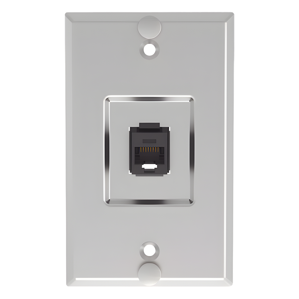 Placa de Pared Vertical / 1 Puerto Keystone / Jack Cat6 / 110 Impacto / Acero Inoxidable / 2.74 x 4.50 in