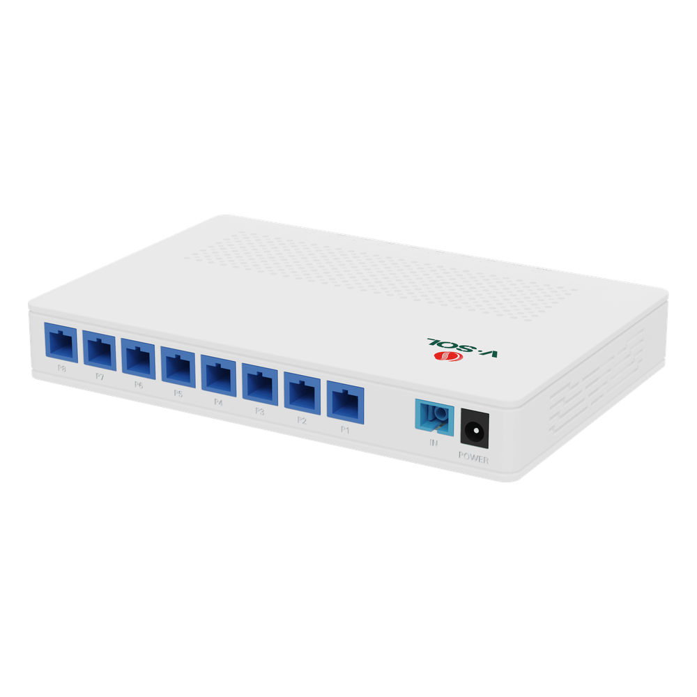 Splitter Activo 1x8 para Alimentación de 8 Dispositivos POF, puertos SC/UPC