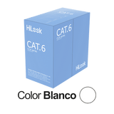 Cable de Red U/UTP Cat6 23AWG / Cumple ANSI-TIA-568.2-D / RoHS 2.0 / CPR Fca / Longitud 305 Metros (1000 Pies) / PVC Blanco / Resistencia a la Tracción y Compresión / Operación -20°C a 70°C