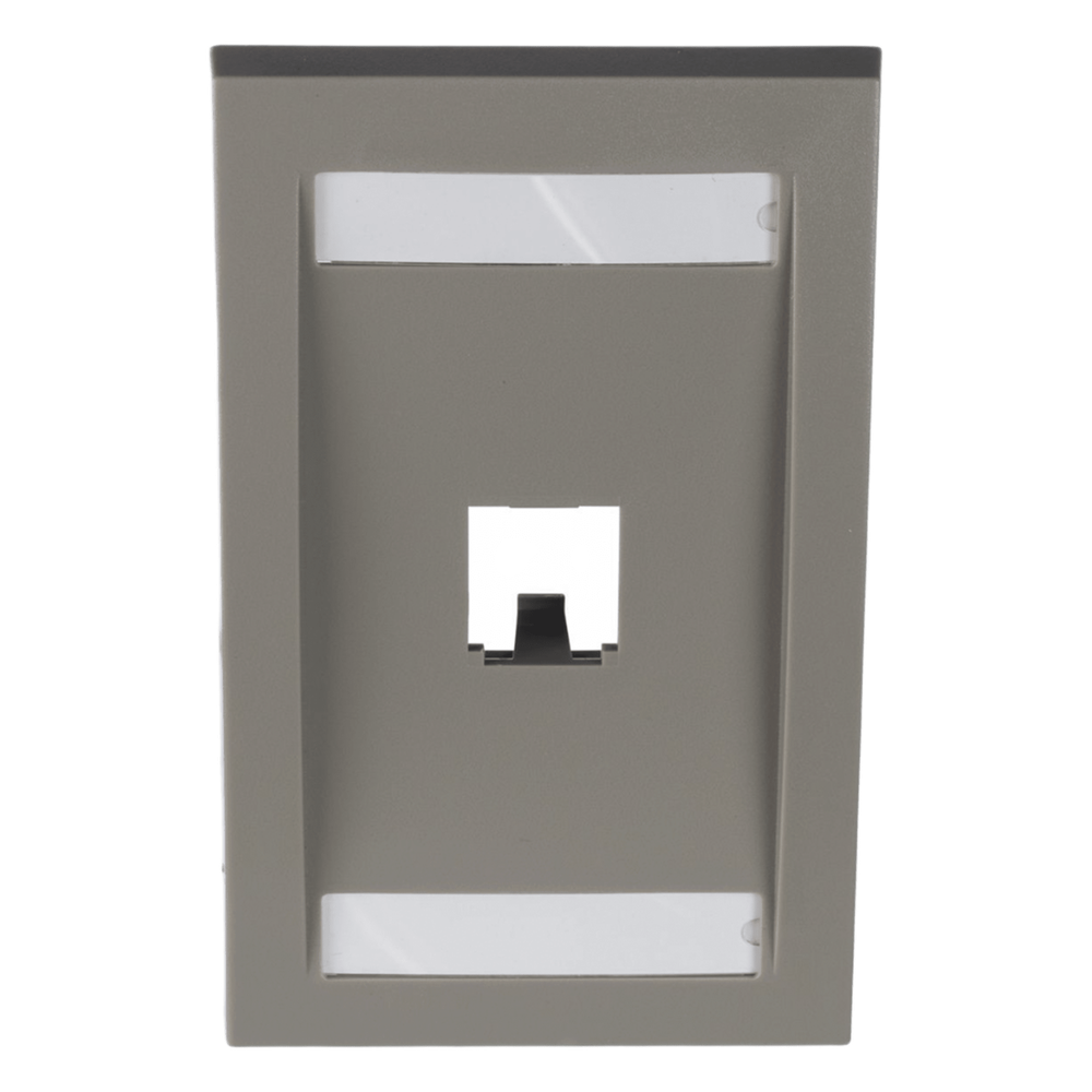 Placa de Pared Vertical / 1 Puerto Mini-Com / 69.8 x 114.3 mm / 2.75 x 4.5 pulg. / Color Gris / Perfil Elevado Ejecutivo
