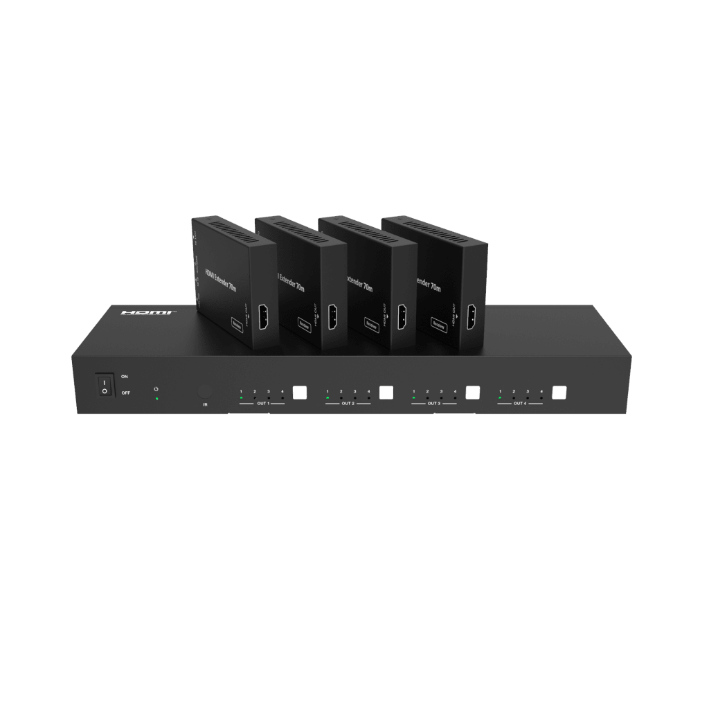 Extensor/Matriz HDMI 4x4 sobre CAT6 70m EPCOM ProAudio EPP-MXB44D70M | 4K60 4:4:4 | HDBaseT | HDR | Control Web, IR, RS232 y LAN