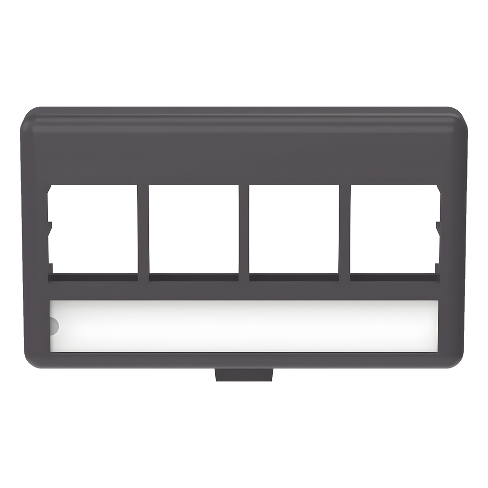 Placa de Mobiliario Modular / 4 Puertos Keystone / Salida Plana / 2.9" x 1.77" (73.66 x 44.95 mm) / Color Negro