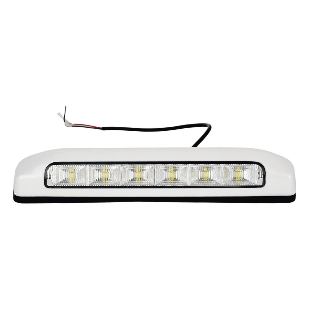 Luz de Escena LED / 6 LED / 75 lm / IP67 / 12-24 VCC / 0.1 A / 203 x 41 x 29 mm / 8 x 1.6 x 1.1 in / -30°C a +50°C / Bisel Blanco
