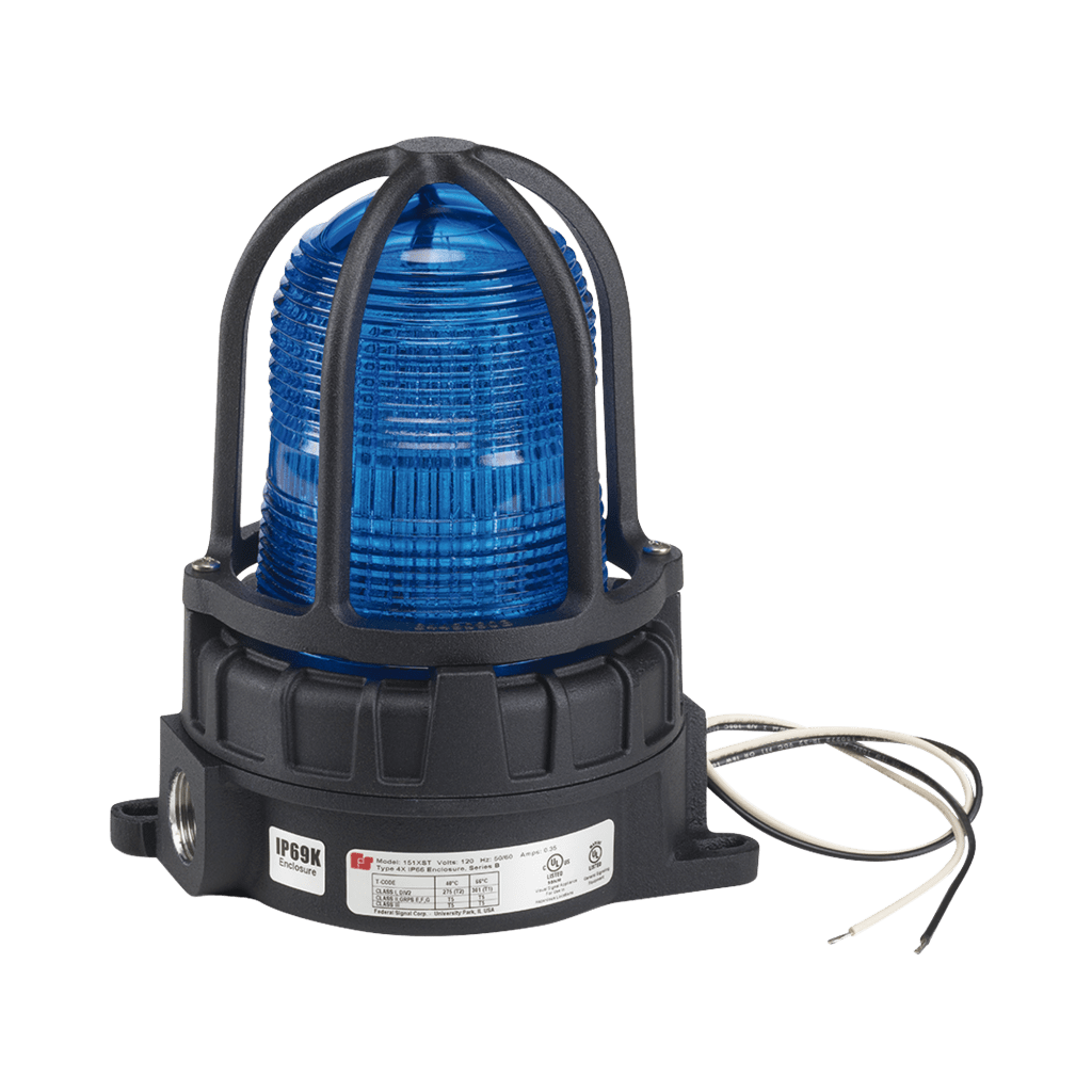Luz de advertencia LED color Azul para ubicaciones peligrosas, montaje para superficies, 120/240Vca, 