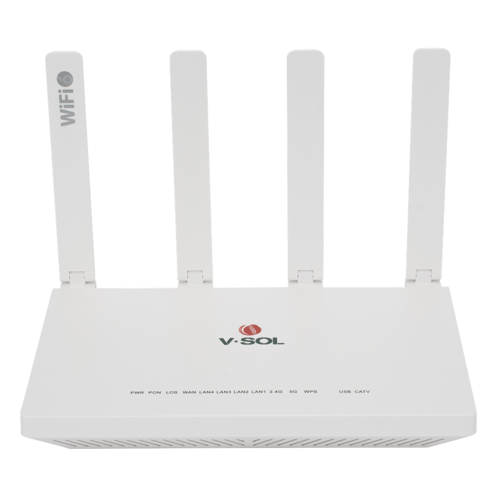 ONU GPON/EPON con Wi-Fi 6 AX1500 / 1 Puerto CATV / 4 Puertos Gigabit / Puerto PON SC/APC 
