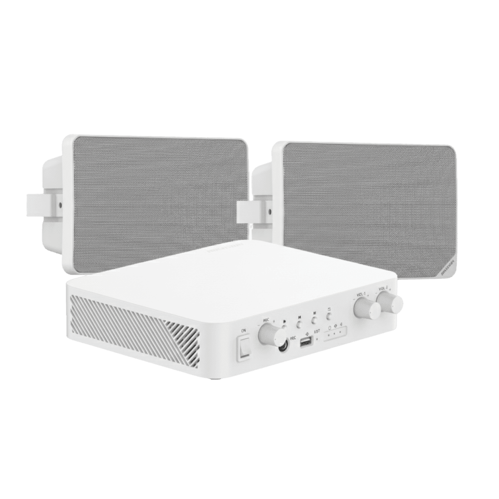 Equipos de AudioHIKVISIONDS-QAE-KIT-0120GKit de Audio 70/100V 2 Altavoces Bluetooth Hik - Connect Blanco Hikvision DS - QAE - KIT - 0120G - SILYMX