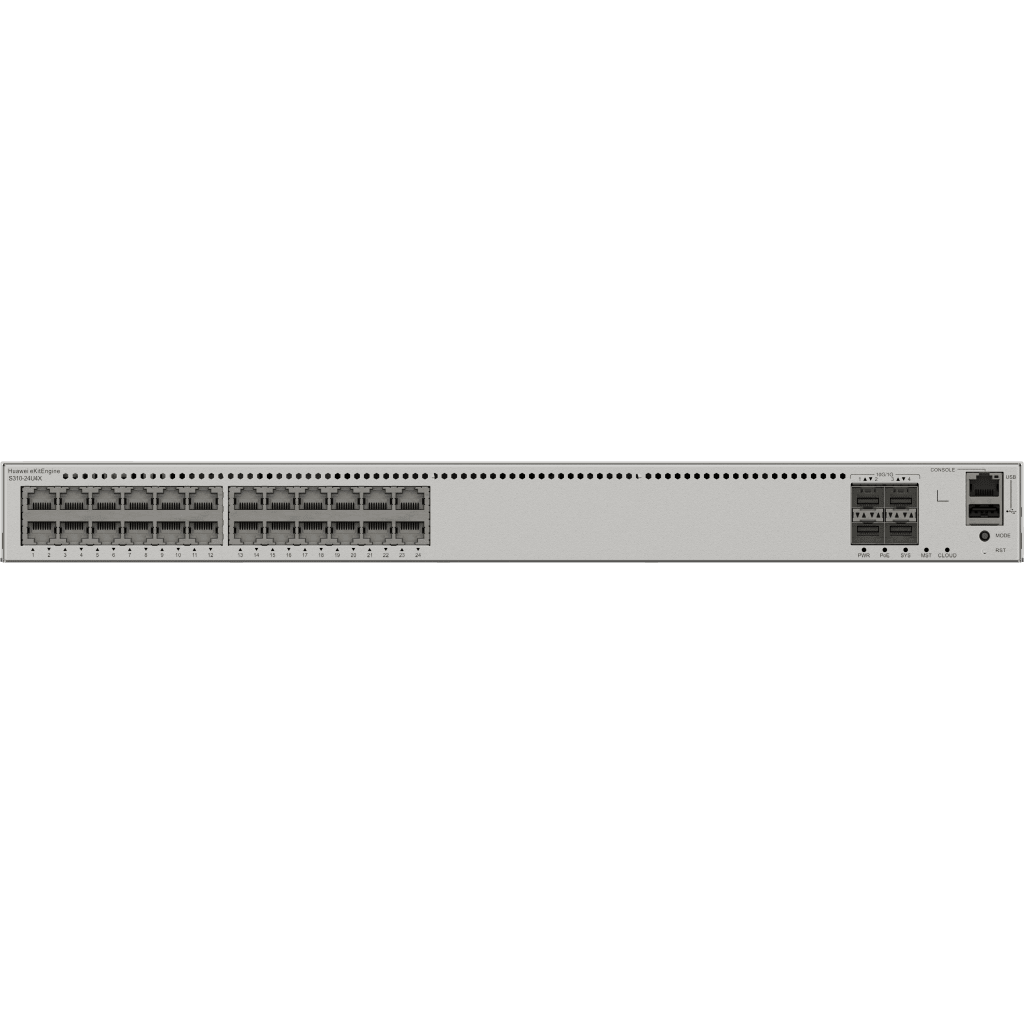 Switches PoEHUAWEIS310-24U4XSwitch Administrable Capa 3 24 Puertos Gigabit PoE++ 2268W 4 SFP+ 10G iStack Cloud Huawei S310 - 24U4X - SILYMX