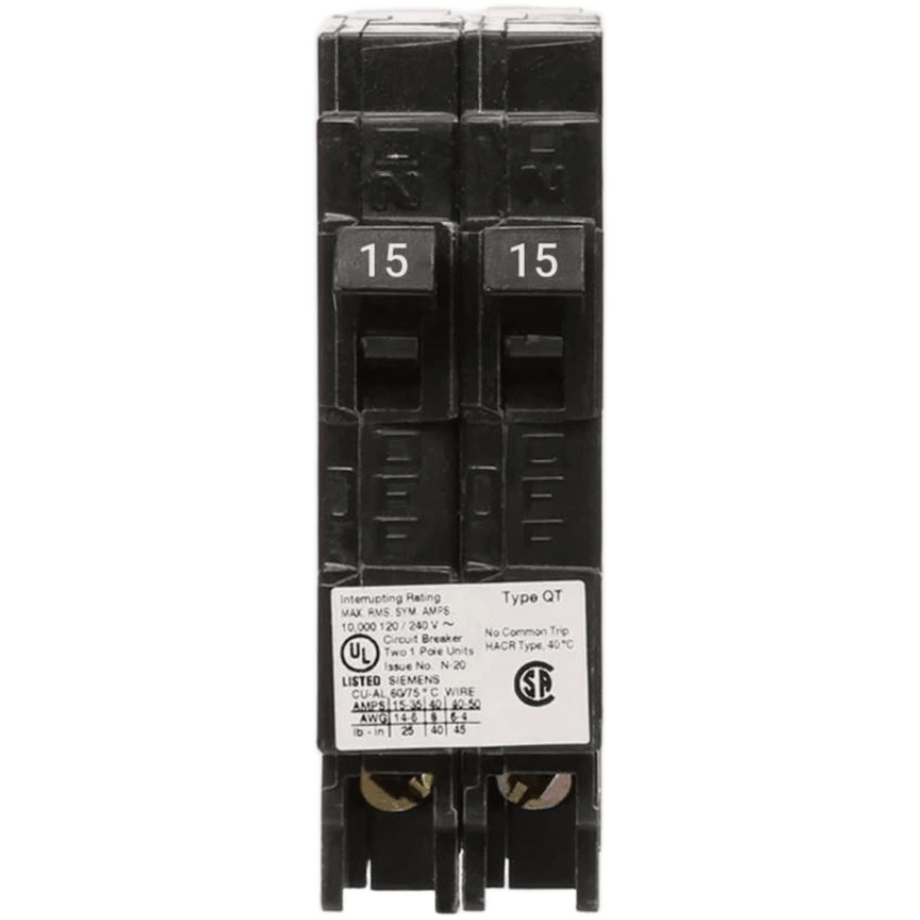 Interruptor automático DUPLEX enchufable tipo QT 2 polos, 30-20 amp